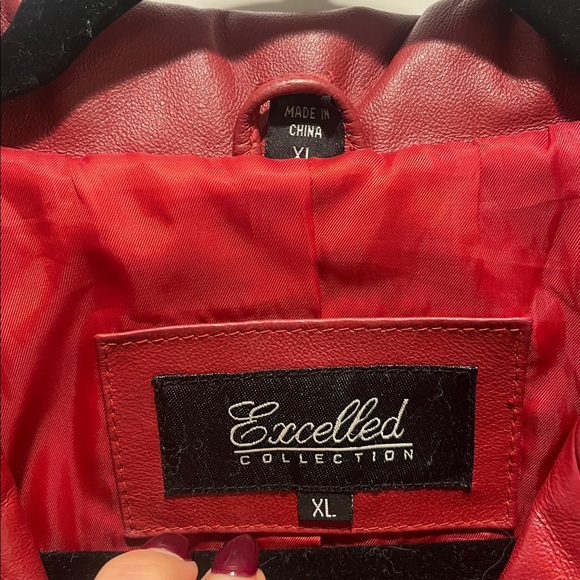 EXCELLED 100% genuine Leather coat Burgundy/Wine Red Jacket blazer oversized - Picture 2 of 8